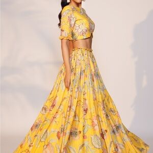 Anu Pellakuru Yellow Floral Lehenga SM